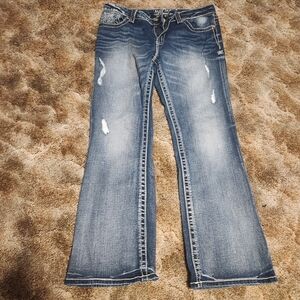 Miss Me Distressed Blue Flare Jeans